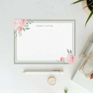 Feminine Floral Classic Sage Border  Card