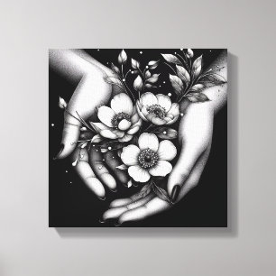 Feminine Floral Hand Minimalist Aesthetic Wall Art