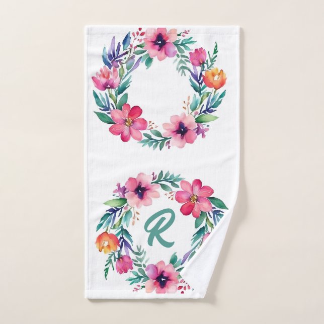 Feminine floral monogram Towel (Hand Towel)