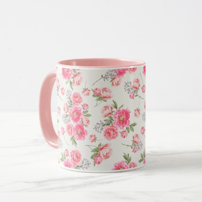 Feminine Floral Pattern Mug (Front Left)