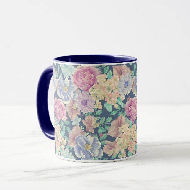 Feminine Floral Pattern Mug (Front Left)