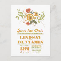 Feminine floral save the date postcards