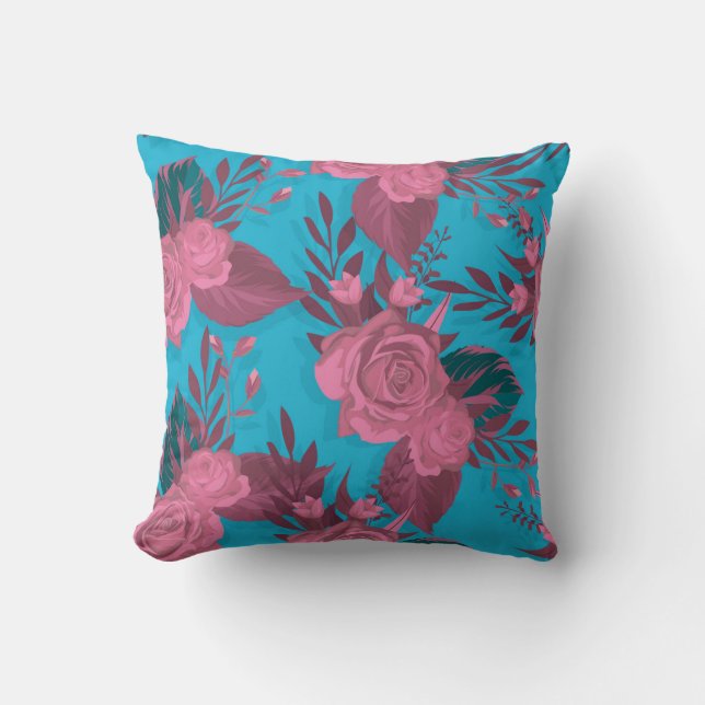 Feminine Floral Throw Pillow (Front)