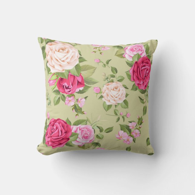 Feminine Floral Throw Pillow (Front)