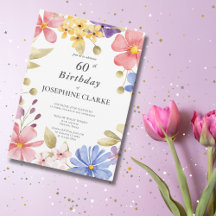 Feminine Floral Wreath 60th Birthday Party