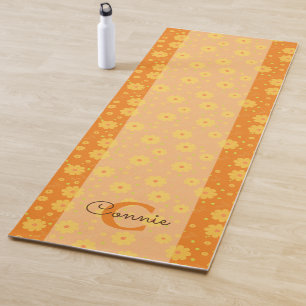 Feminine Flowers Floral Pattern Monogram Yoga Mat