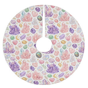 Feminine Gemstone Seamless Pattern Brushed Polyester Tree Skirt