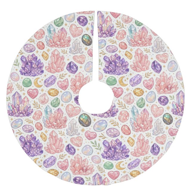 Feminine Gemstone Seamless Pattern Brushed Polyester Tree Skirt (Front)