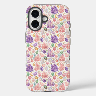 Feminine Gemstone Seamless Pattern iPhone 16 Case
