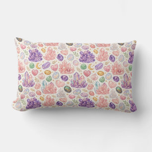 Feminine Gemstone Seamless Pattern Lumbar Pillow