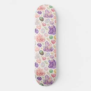 Feminine Gemstone Seamless Pattern Skateboard