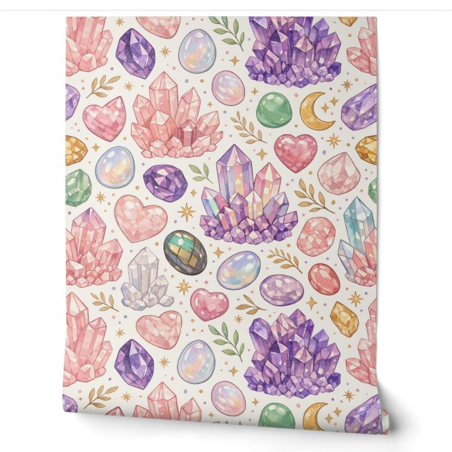 Feminine Gemstone Seamless Pattern Wallpaper (Unrolling)
