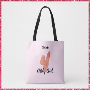 Feminine Girly Pink Lipstick Tote Bag