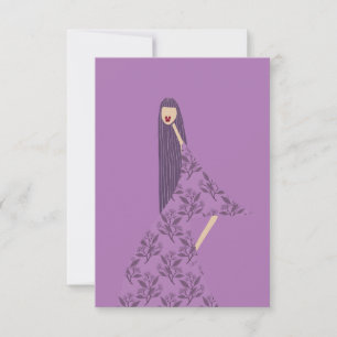 Feminine Glam Floral Fashion Illustration Card