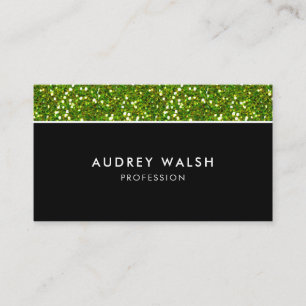 Feminine Glam Green glitter luxury professional Business Card
