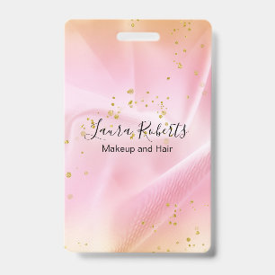 Feminine Gold and Pink Glitter Pocket  Badge