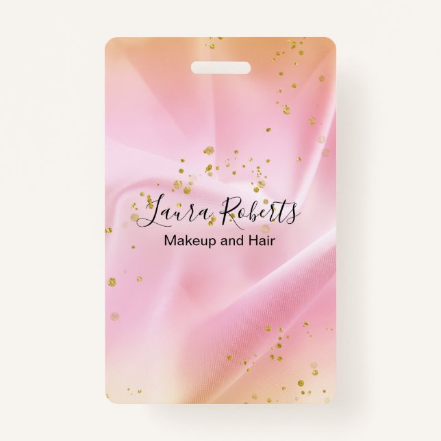 Feminine Gold and Pink Glitter Pocket  Badge (Front)