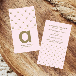 Feminine Gold Crown Chic Business Card