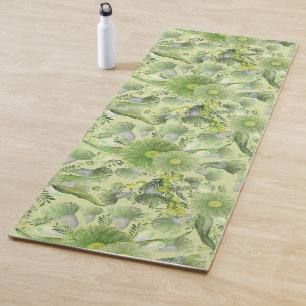 Feminine Green Wattle and Eucalyptus Blooms Yoga Mat