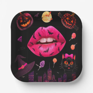 Feminine Halloween Pink Paper Plate