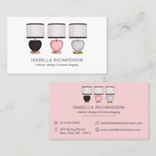 Feminine Heart Lamps Interior Design Home Staging Business Card