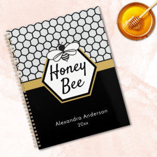 Feminine Honey Bee Apiary Honeycomb Black Gold Planner