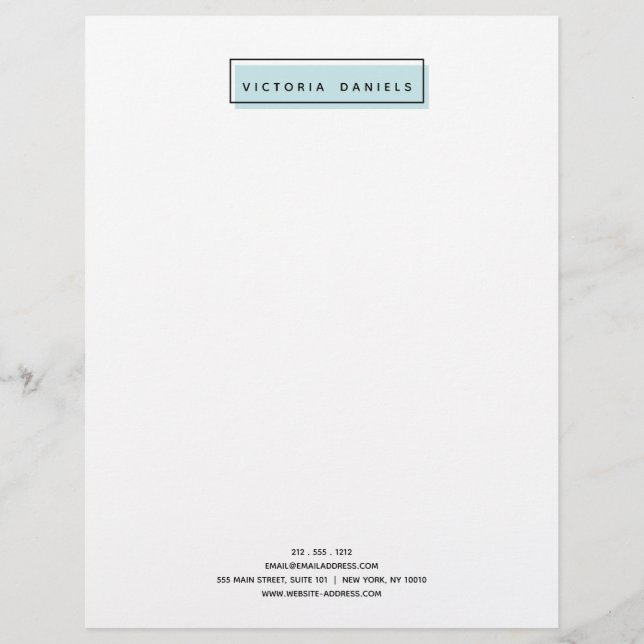 Feminine Logo | Blue | Minimal professional Letterhead (Front)