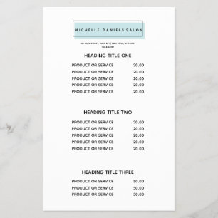 Feminine Logo   Blue   Spa  Pricing & Services Flyer