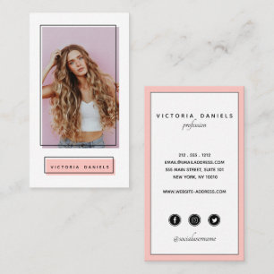 Feminine Logo   Pink   Photo social media Business Card