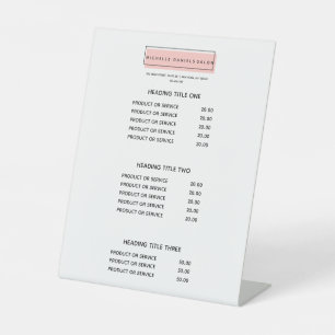 Feminine Logo   Pink   Salon Spa Price List Pedestal Sign