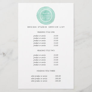 Feminine logo turquoise    Pricing & Services Flyer