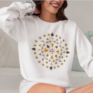 Feminine Mandela Pressed Flower From Original Art Sweatshirt