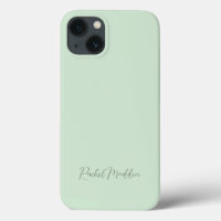 Feminine Minimalist Mint Green Script Custom Name