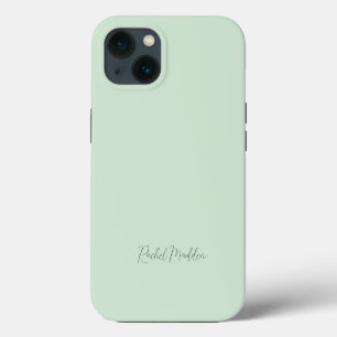Feminine Minimalist Mint Green Script Custom Name iPhone 13 Case