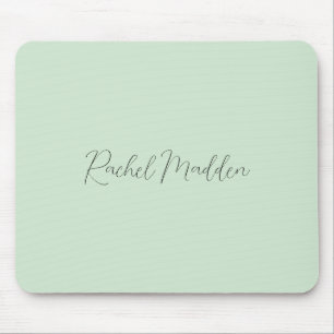 Feminine Minimalist Mint Green Script Custom Name Mouse Pad
