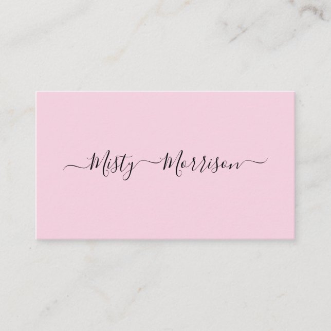 Feminine Minimalist Modern Pink Script Custom Name Business Card (Front)