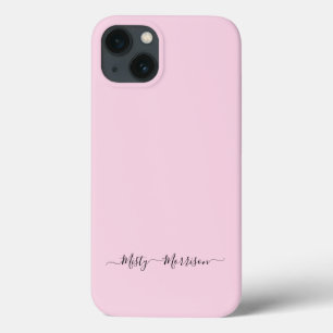 Feminine Minimalist Modern Pink Script Custom Name iPhone 13 Case