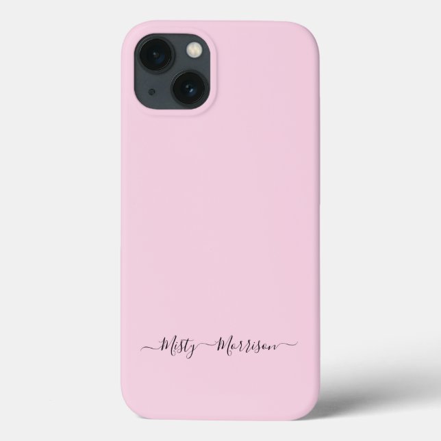Feminine Minimalist Pastel Pink Script Custom Name Case-Mate iPhone Case (Back)