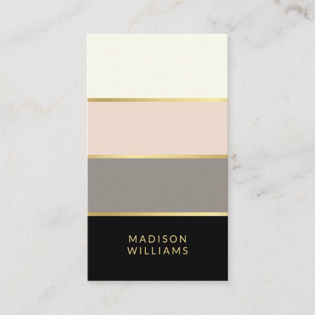 Feminine Modern Minimalist Stripes Pattern Business Card (Front)