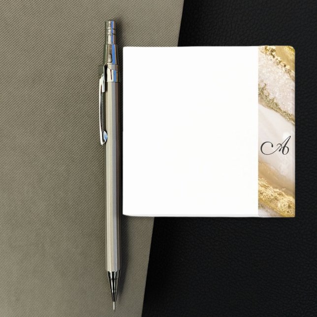 Feminine monogram script golden marble  post-it notes (Feminine named script golden marble post-it notes)