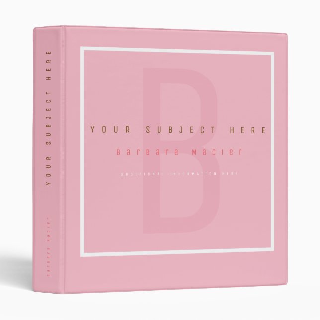 feminine multi-functional pink binder (Front/Spine)
