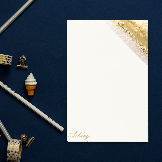 Feminine named script golden marble  post-it notes (Feminine named script golden marble post-it notes)