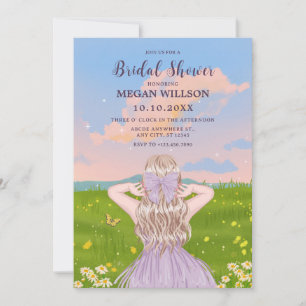 Feminine nature girl bridal shower invitation