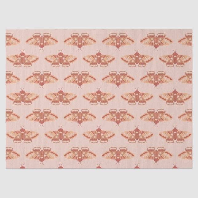 Feminine Nature Pattern – Coral Moth Design Tissue Paper (Front)