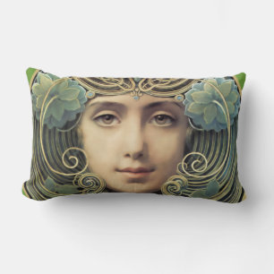 Feminine Nouveau Vintage Beauty Lumbar Pillow