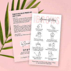 Feminine Ombre Powder Brows Aftercare Instructions Business Card