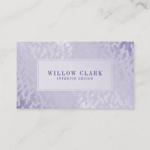 Feminine Pale Violet Gold Willow Tree Leaf Pattern Business Card
