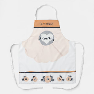 Feminine Peach Blossom Floral Bridesmaid Apron