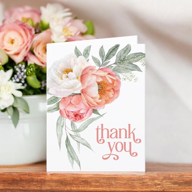 Feminine Peach Floral Thank You Card (Creator Uploaded)
