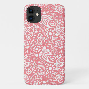 Feminine Pink and White Boho Paisley Patterned iPhone 11 Case